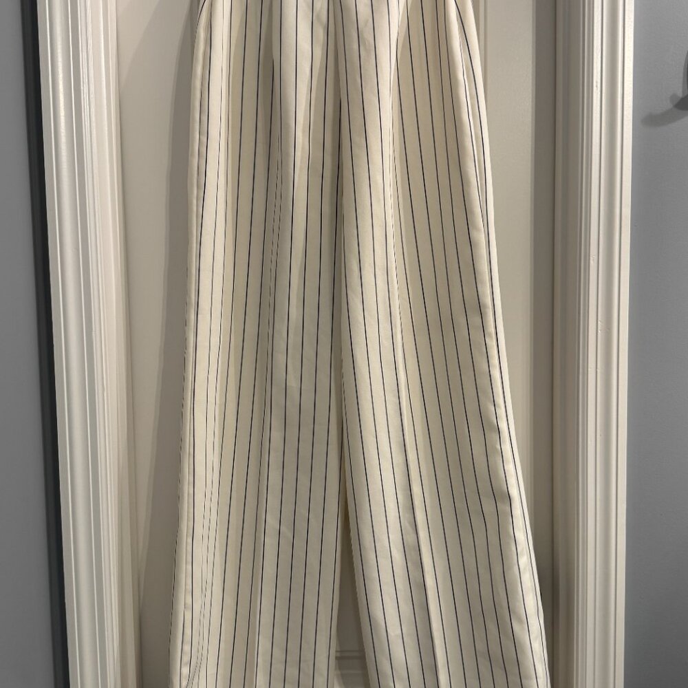Creme and navy wide leg pinstripe suit - Picture 7 of 7